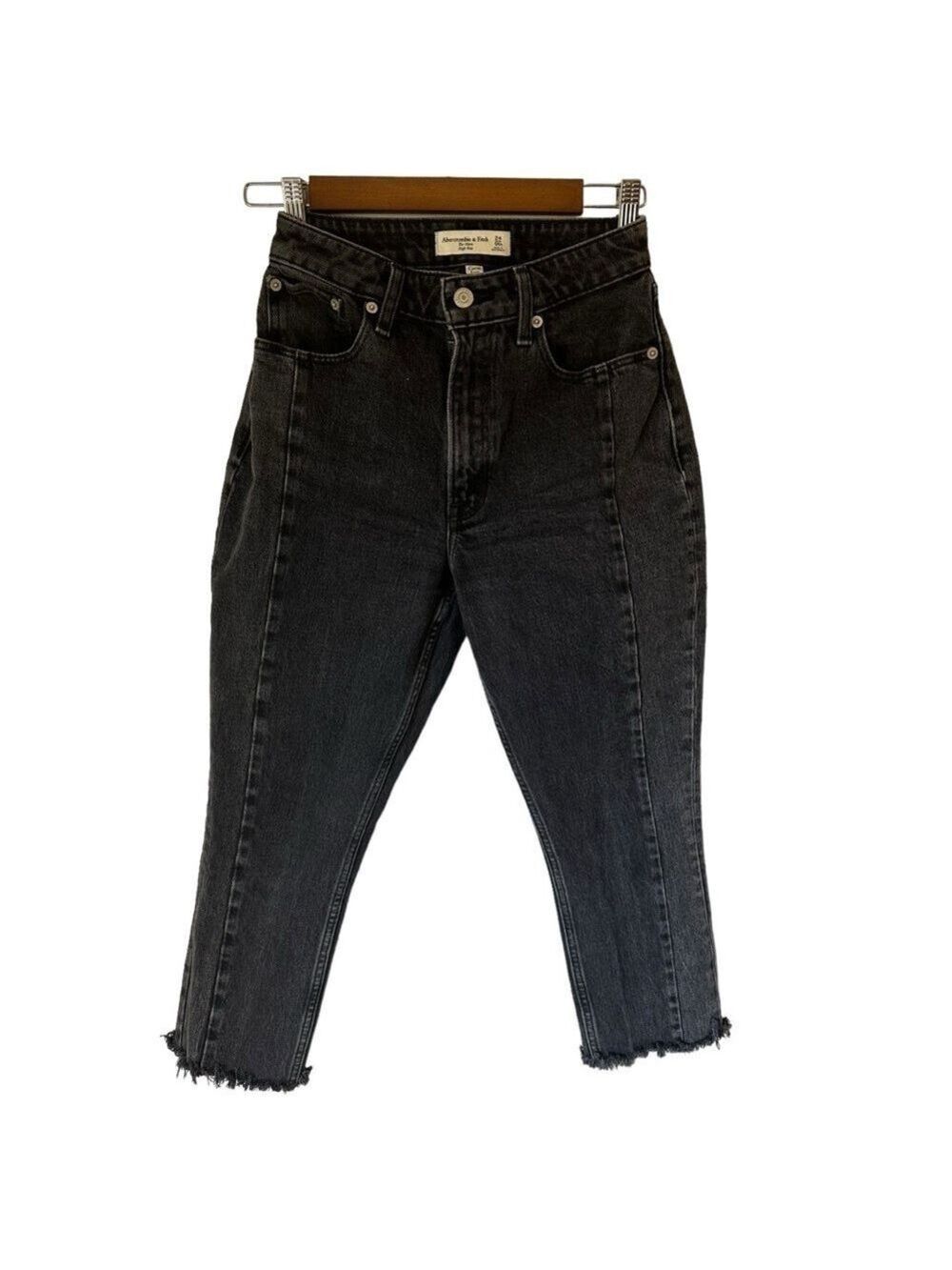 Abercrombie & Fitch Curve Love The Mom High Rise Black Jeans Size 24/00 Short - Picture 2 of 7